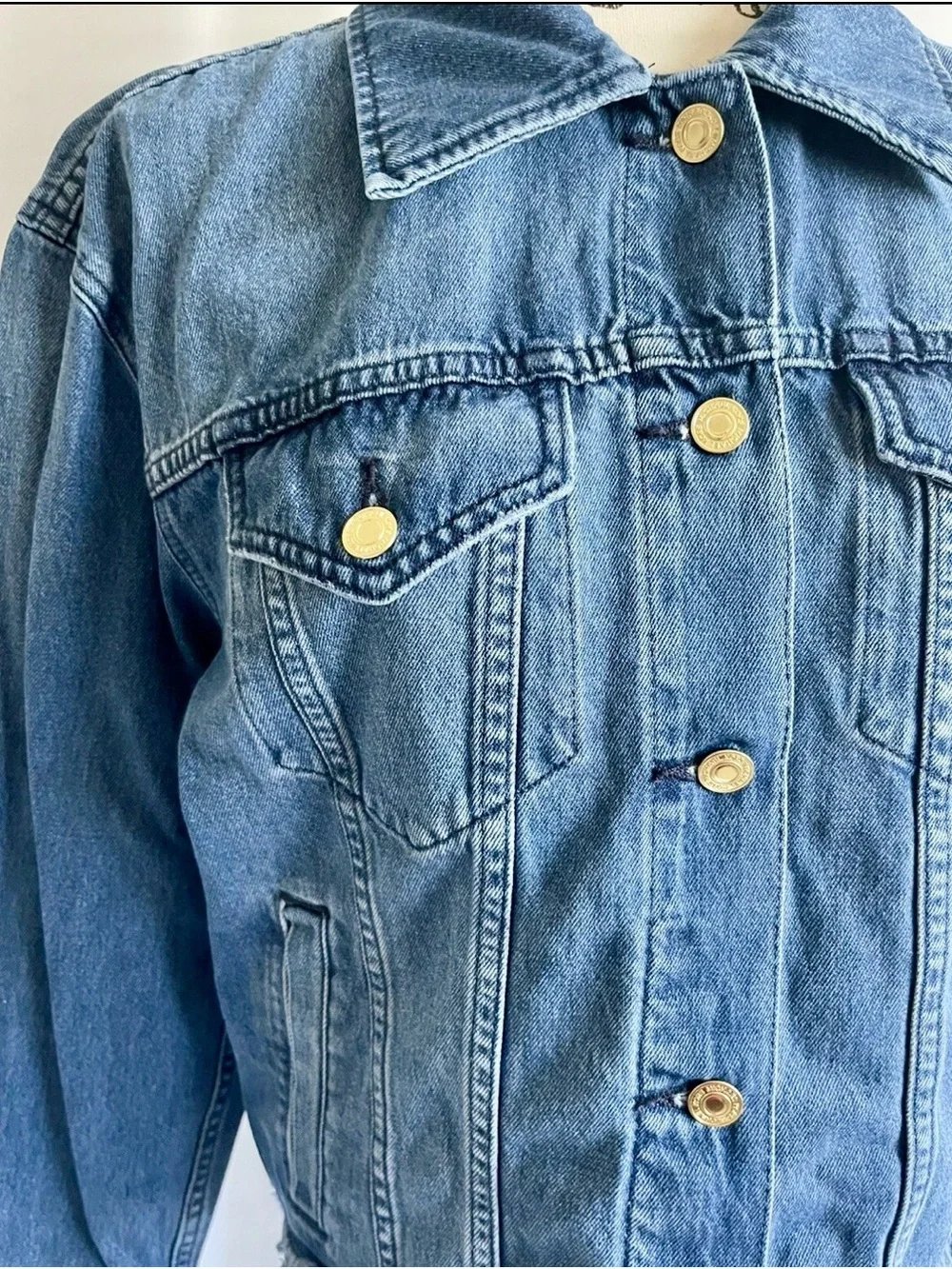 Michael Kors Blue Denim Jacket with Gold-Tone Buttons
